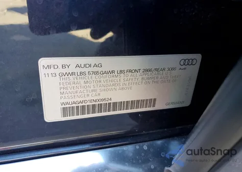 2014 Audi A8 Quattro z USA, uszkodzony, nr VIN WAUAGAFD1EN009524